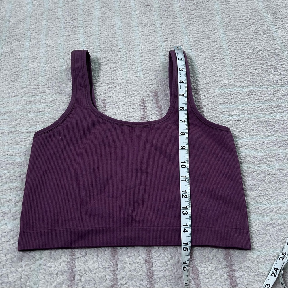 Athleta Dusty Mauve Ribbed Cropped Tank Bra  Size XS Pilates Yoga Athleisure - Picture 8 of 9